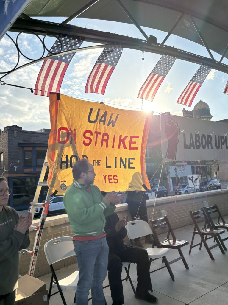 Sun shining on may day rally